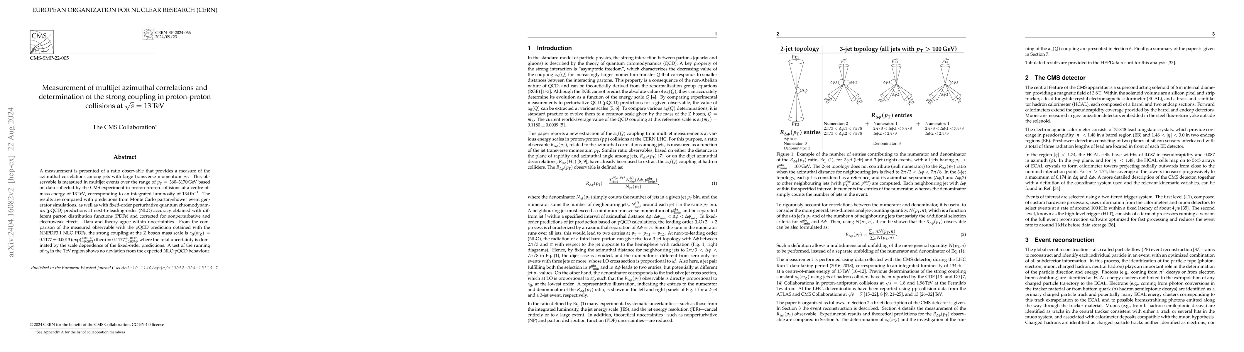 Thumbnail for Measurement of multijet azimuthal correlations and determination of the
  strong coupling in proton-proton collisions at $\sqrt{s}$ = 13 TeV