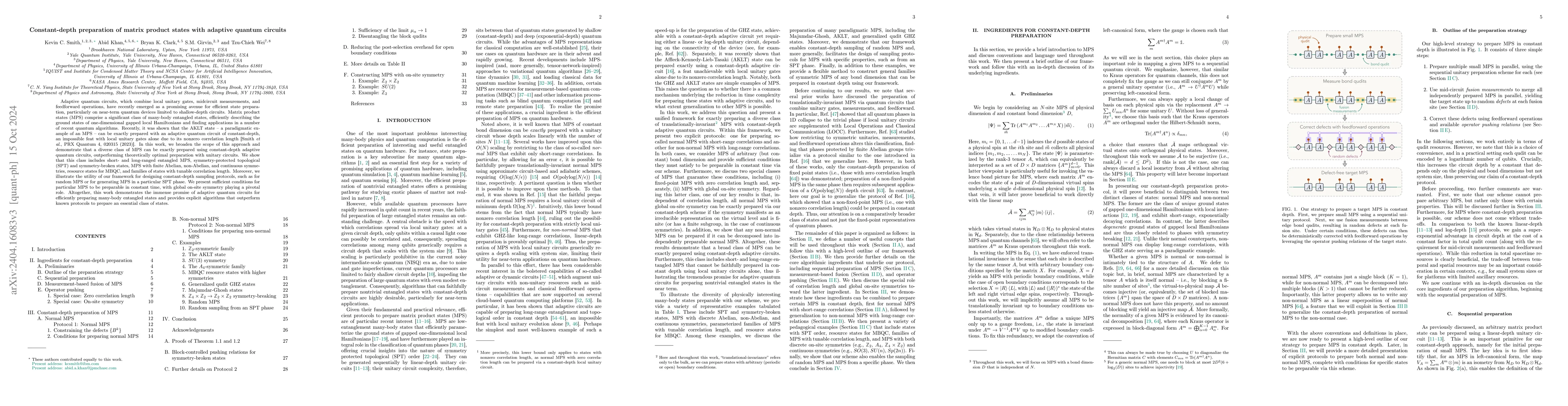 Thumbnail for Constant-depth preparation of matrix product states with adaptive
  quantum circuits