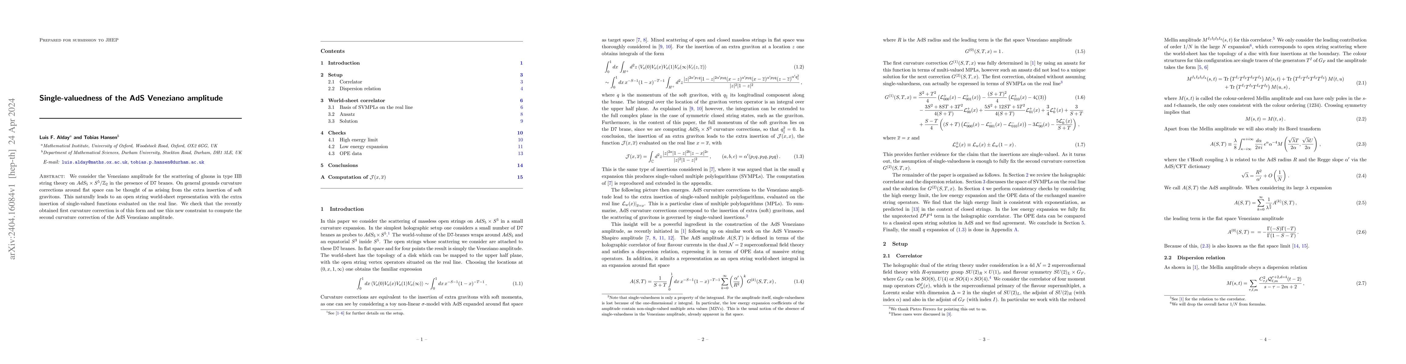 Thumbnail for Single-valuedness of the AdS Veneziano amplitude