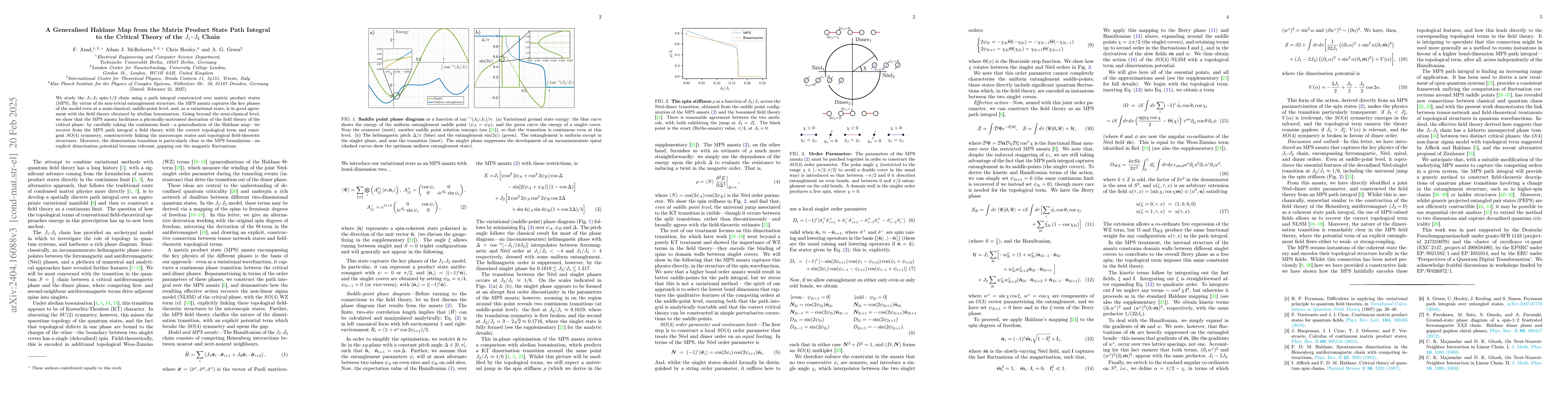 Thumbnail for A Generalised Haldane Map from the Matrix Product State Path Integral to
  the Critical Theory of the $J_1$-$J_2$ Chain