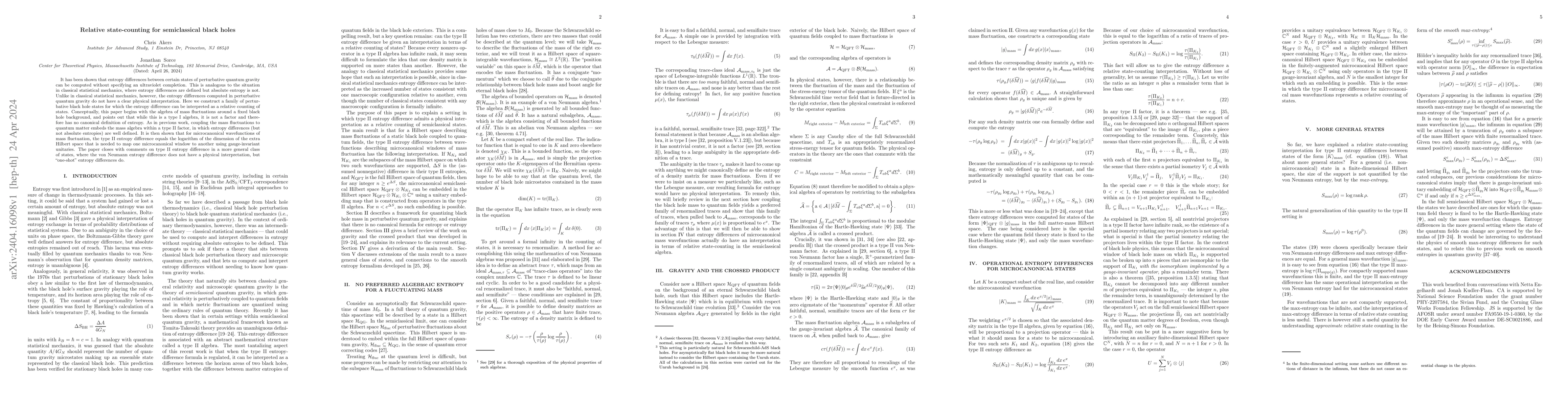Thumbnail for Relative state-counting for semiclassical black holes
