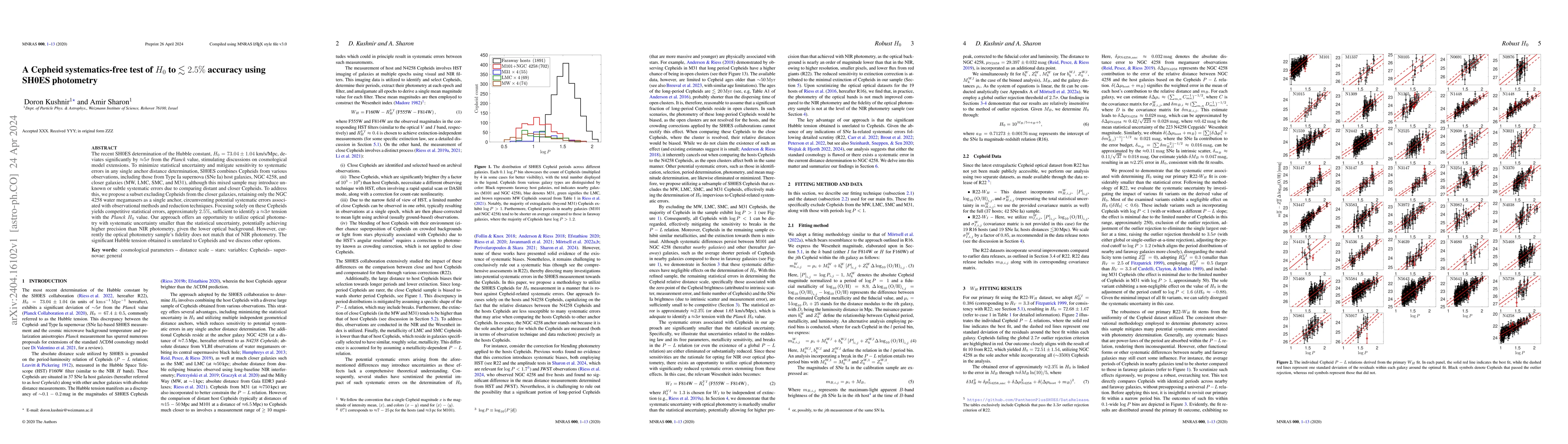 Thumbnail for A Cepheid systematics-free test of $H_0$ to $\lesssim2.5\%$ accuracy
  using SH0ES photometry