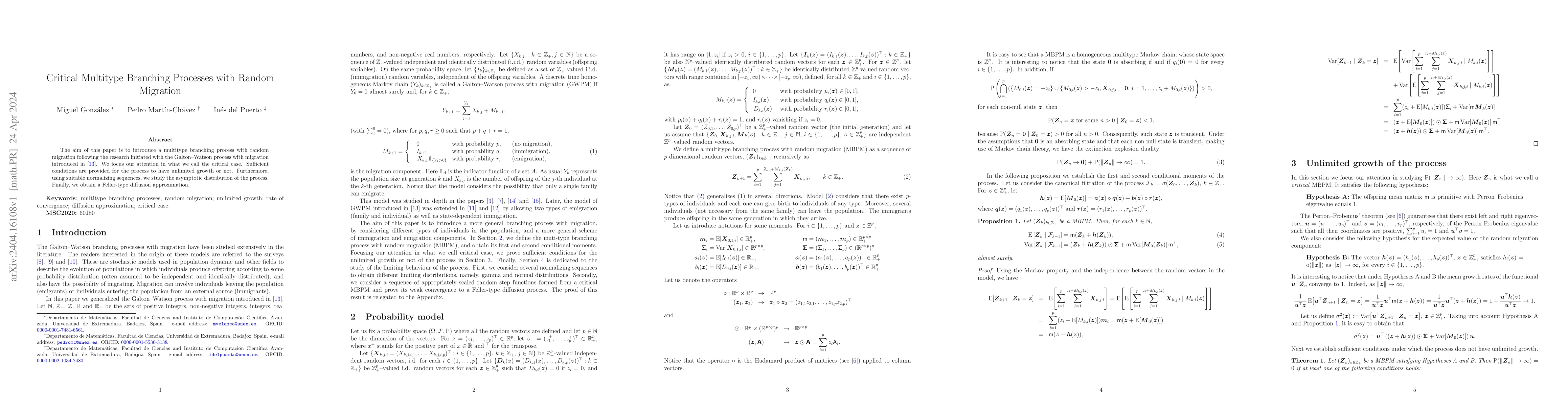Thumbnail for Critical Multitype Branching Processes with Random Migration