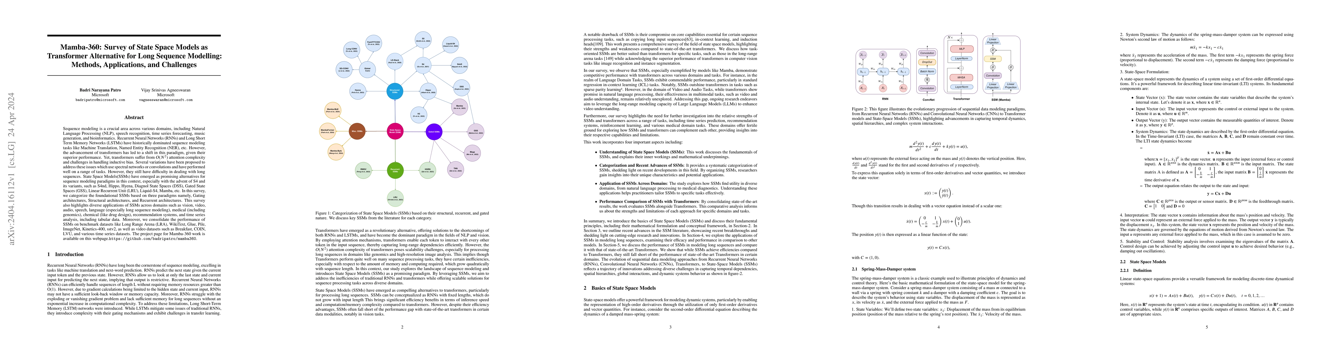 Thumbnail for Mamba-360: Survey of State Space Models as Transformer Alternative for
  Long Sequence Modelling: Methods, Applications, and Challenges