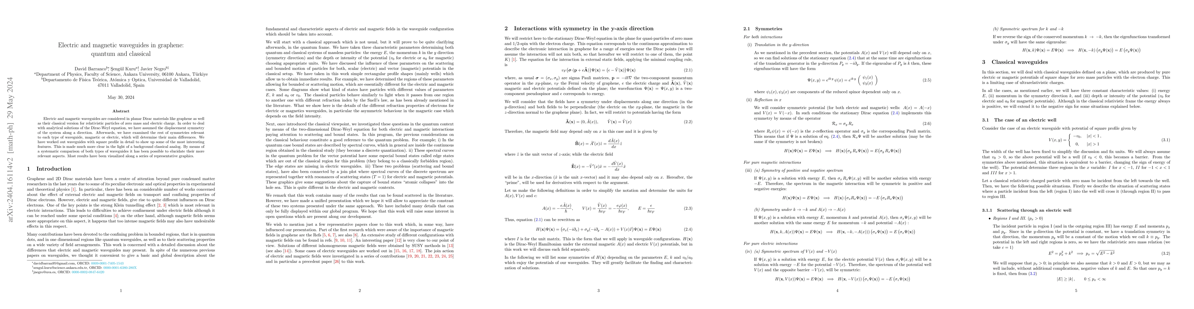 Thumbnail for Electric and magnetic waveguides in graphene: quantum and classical