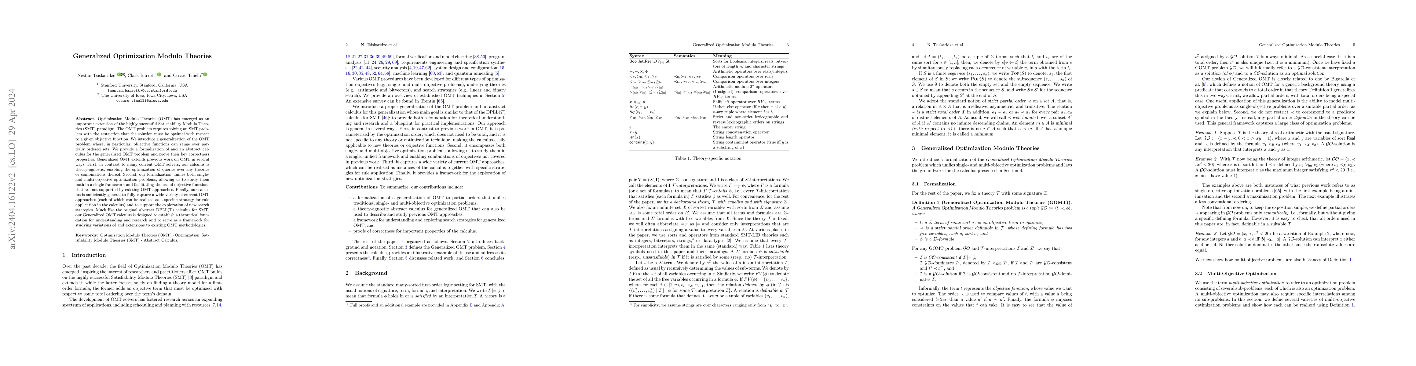 Thumbnail for Generalized Optimization Modulo Theories