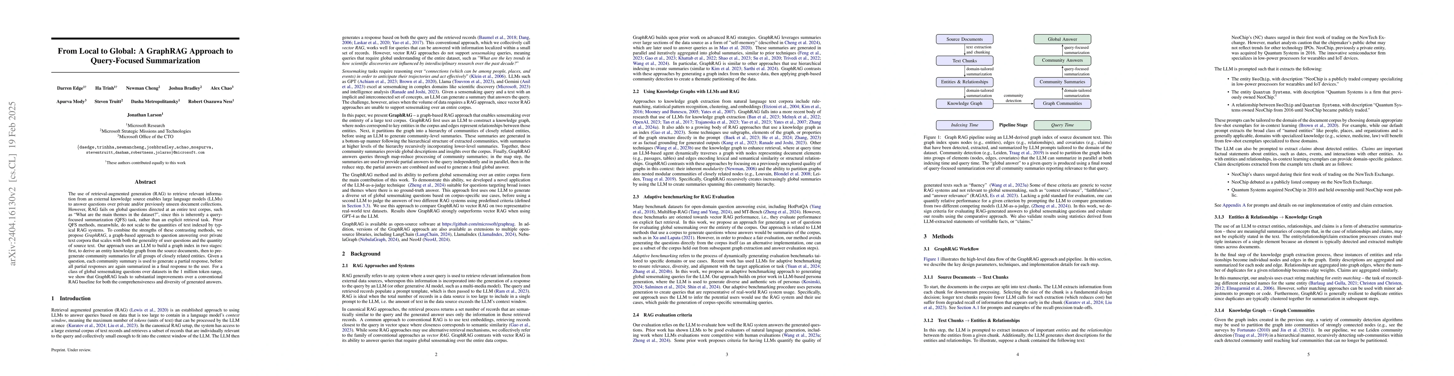 Thumbnail for From Local to Global: A Graph RAG Approach to Query-Focused
  Summarization