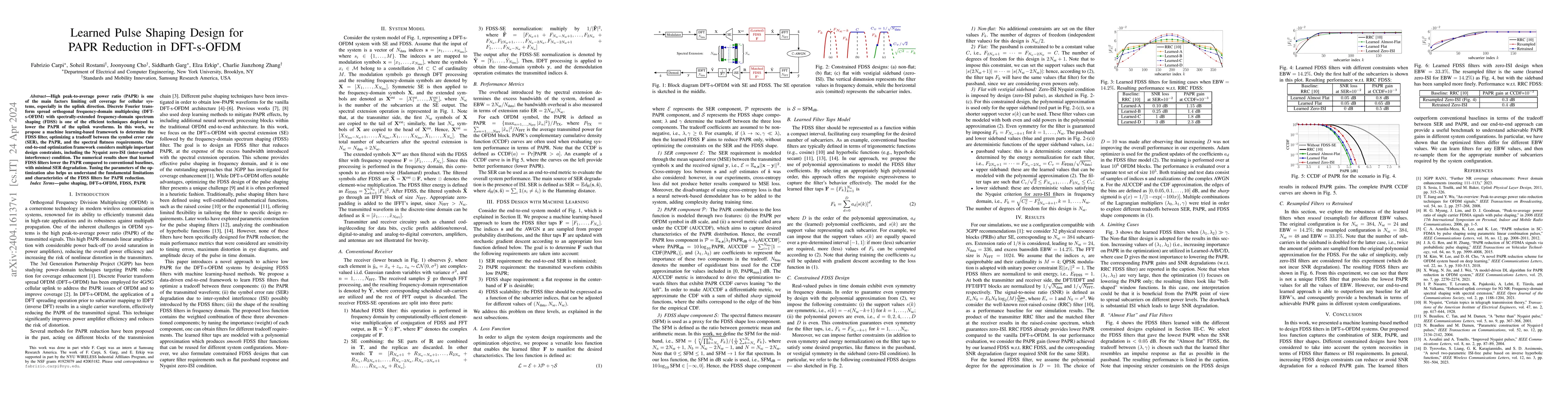 Thumbnail for Learned Pulse Shaping Design for PAPR Reduction in DFT-s-OFDM