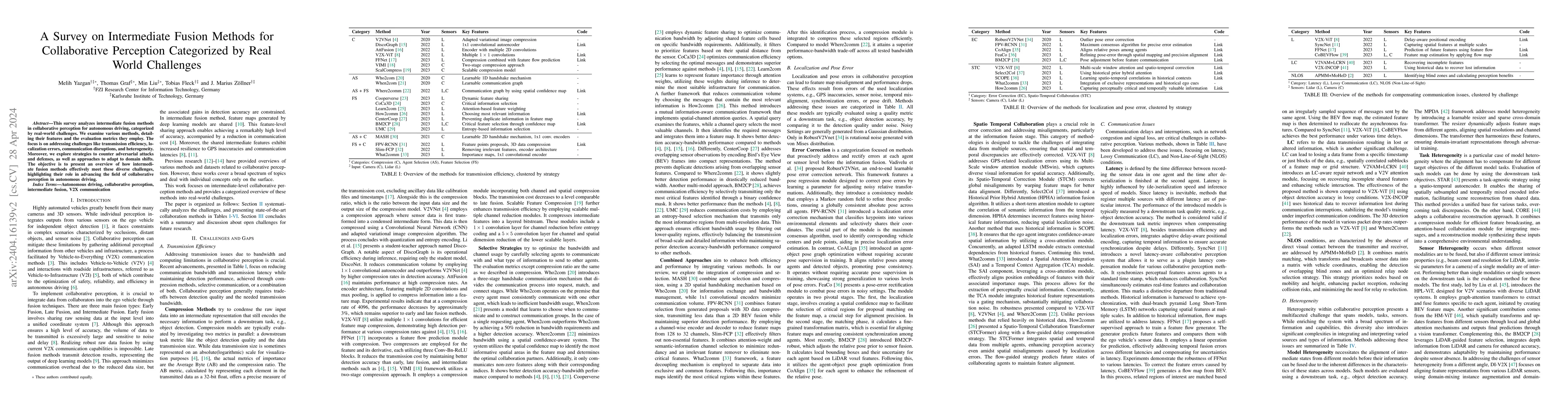 Thumbnail for A Survey on Intermediate Fusion Methods for Collaborative Perception
  Categorized by Real World Challenges