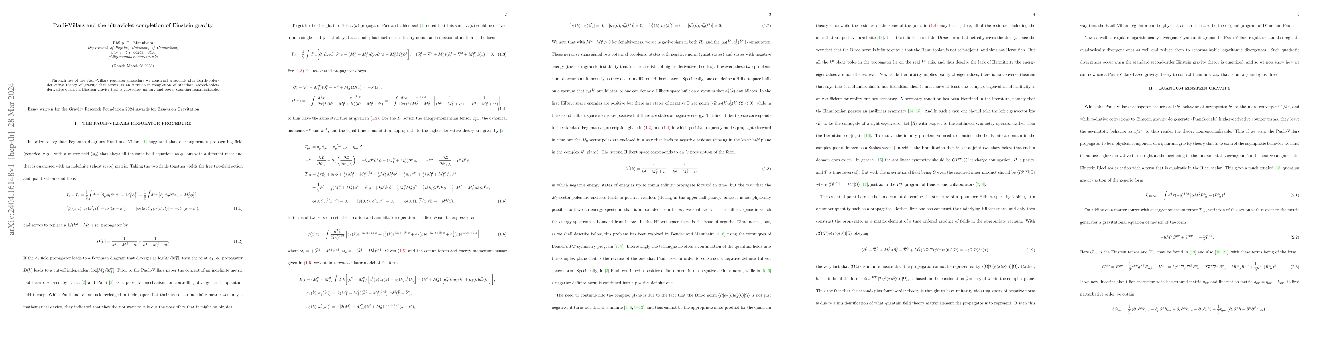 Thumbnail for Pauli-Villars and the ultraviolet completion of Einstein gravity
