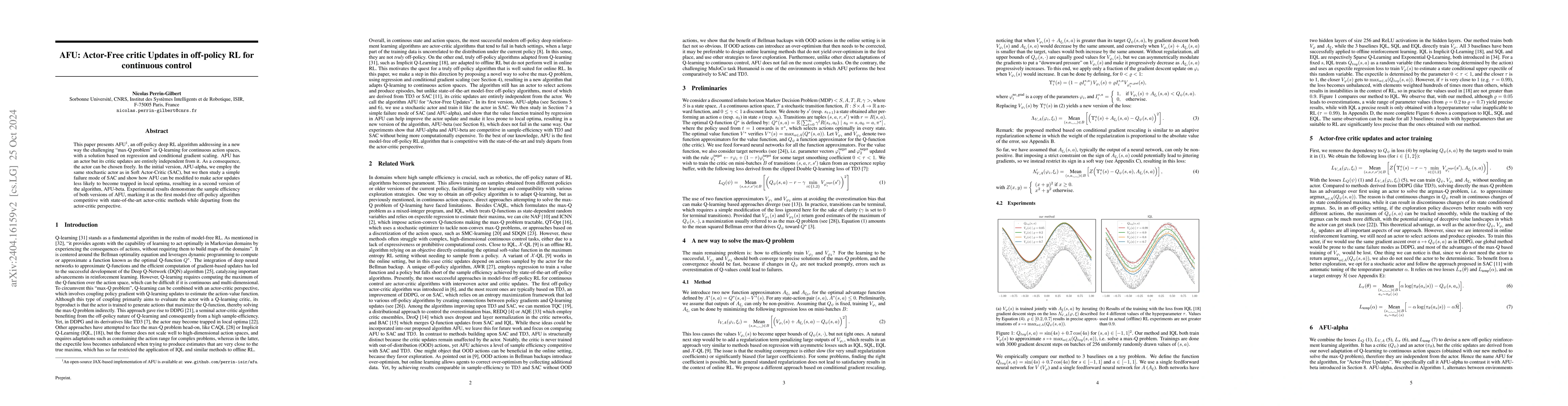 Thumbnail for AFU: Actor-Free critic Updates in off-policy RL for continuous control