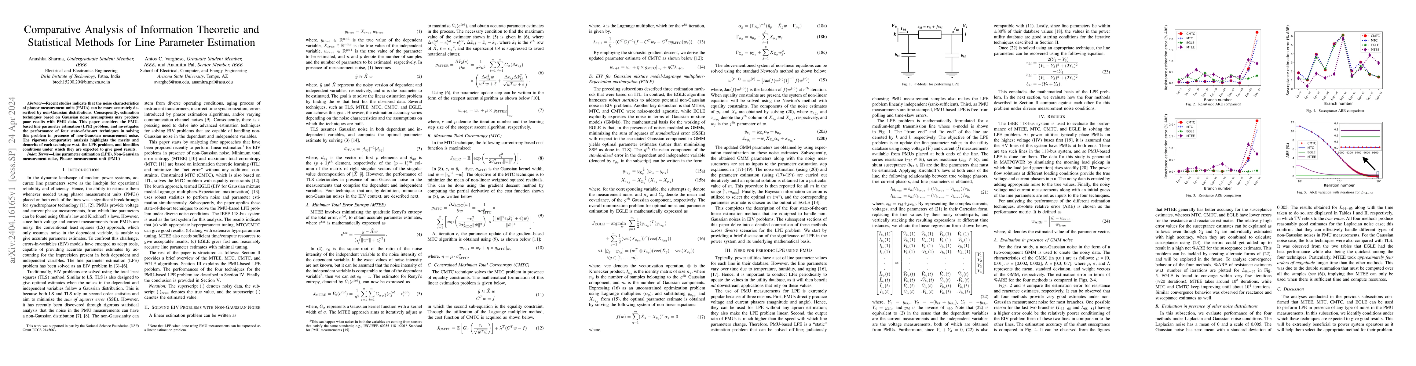 Thumbnail for Comparative Analysis of Information Theoretic and Statistical Methods
  for Line Parameter Estimation