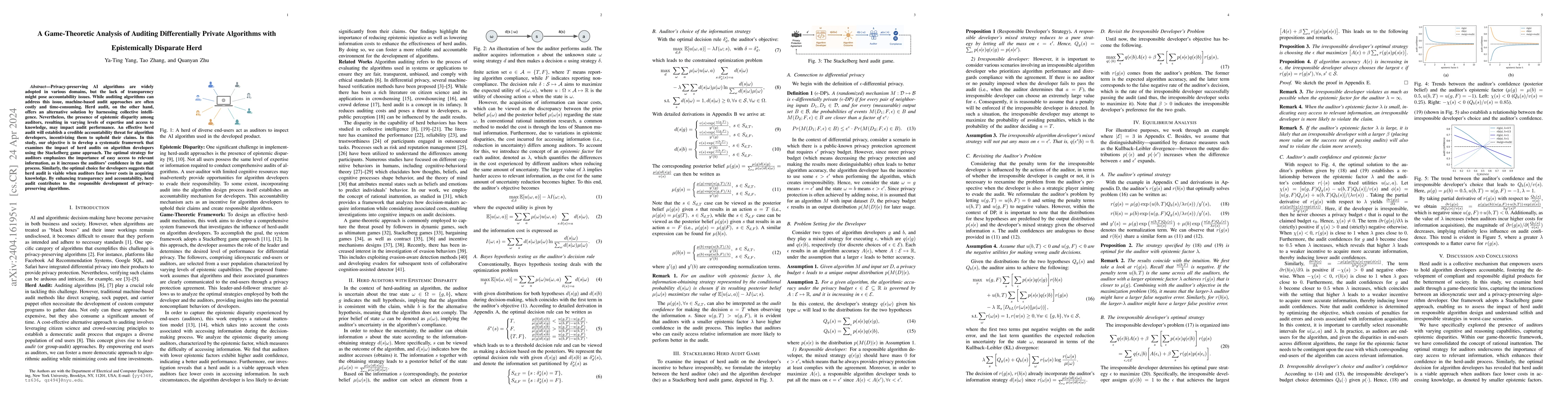 Thumbnail for A Game-Theoretic Analysis of Auditing Differentially Private Algorithms
  with Epistemically Disparate Herd
