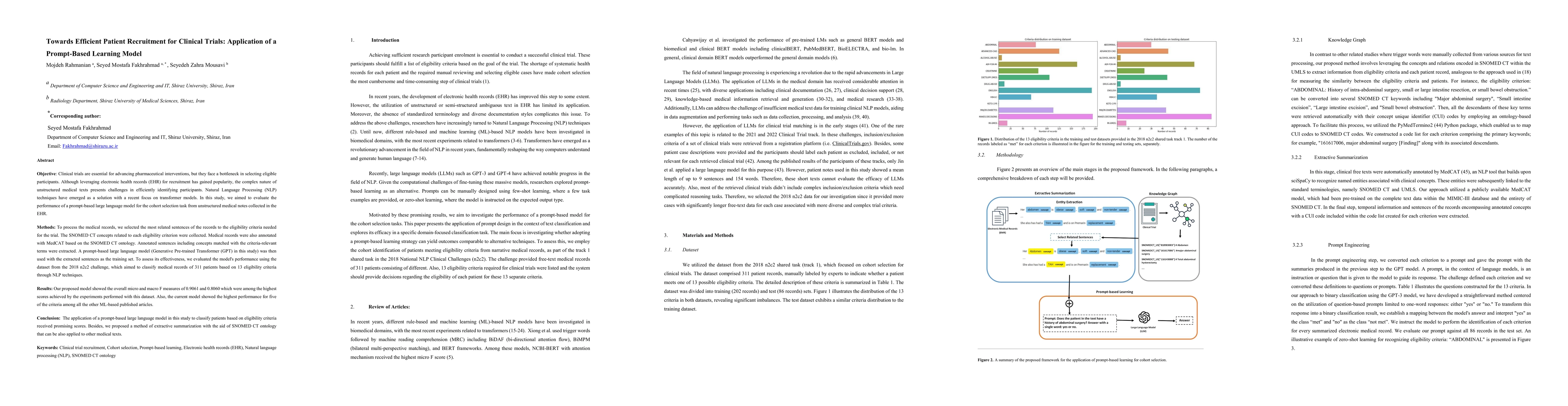 Thumbnail for Towards Efficient Patient Recruitment for Clinical Trials: Application
  of a Prompt-Based Learning Model