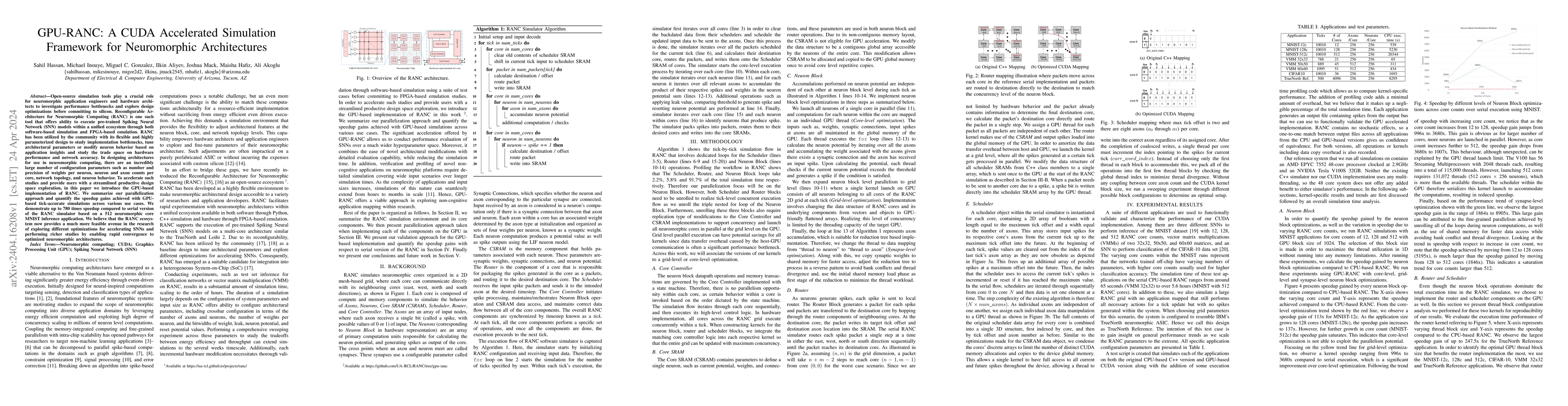 Thumbnail for GPU-RANC: A CUDA Accelerated Simulation Framework for Neuromorphic
  Architectures
