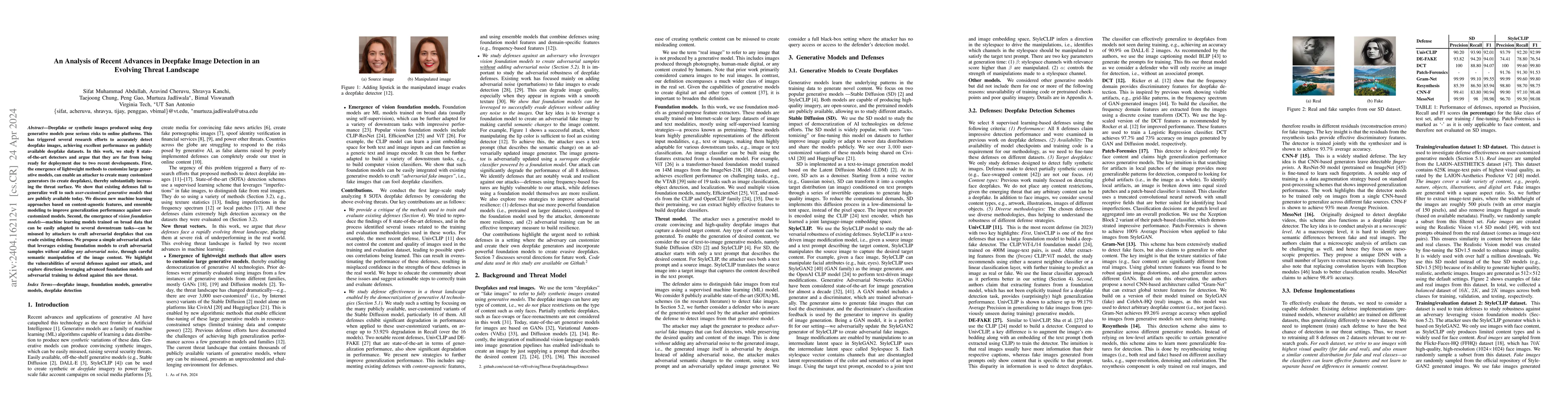 Thumbnail for An Analysis of Recent Advances in Deepfake Image Detection in an
  Evolving Threat Landscape