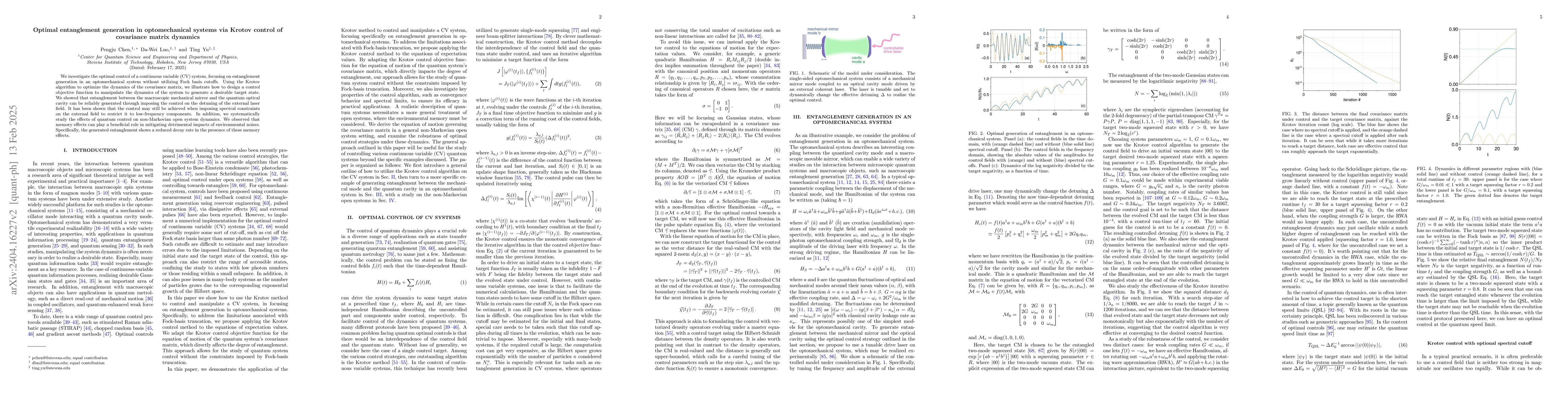 Thumbnail for Optimal entanglement generation in optomechanical systems via Krotov
  control of covariance matrix dynamics