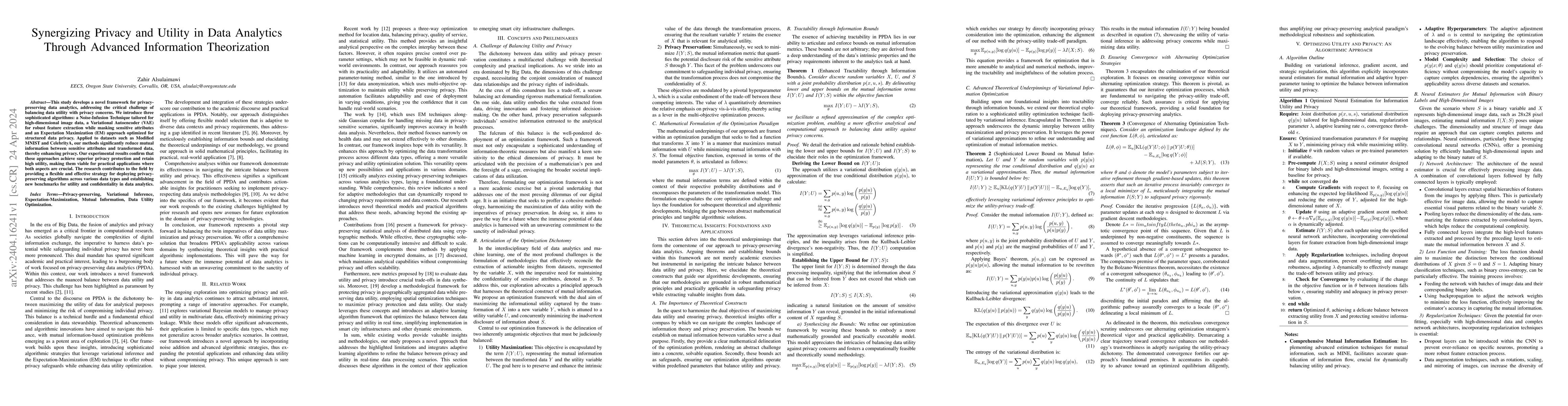 Thumbnail for Synergizing Privacy and Utility in Data Analytics Through Advanced
  Information Theorization