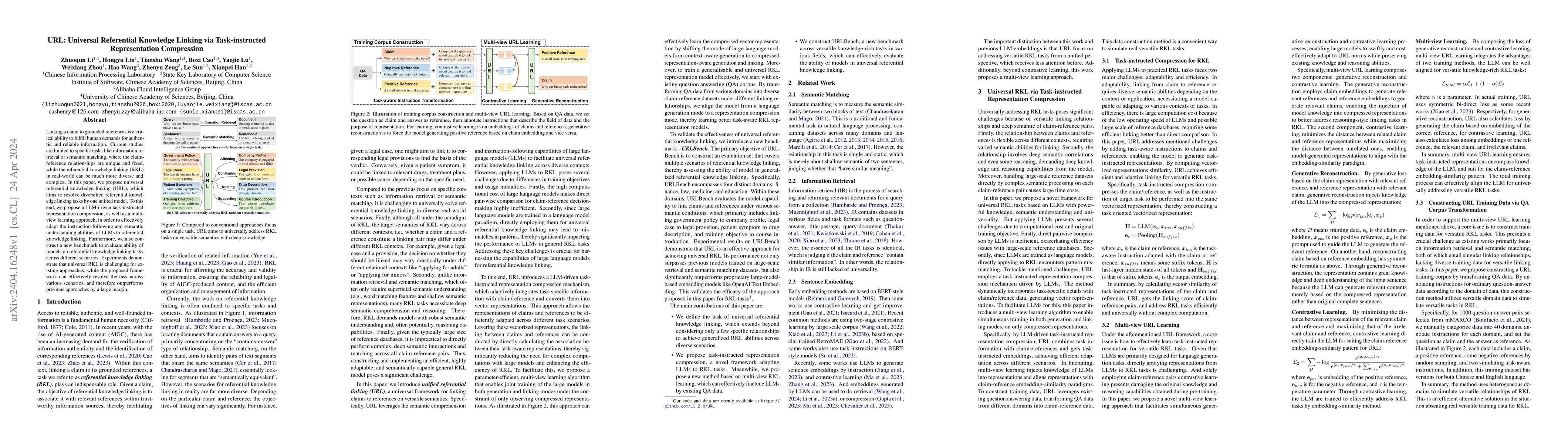 Thumbnail for URL: Universal Referential Knowledge Linking via Task-instructed
  Representation Compression