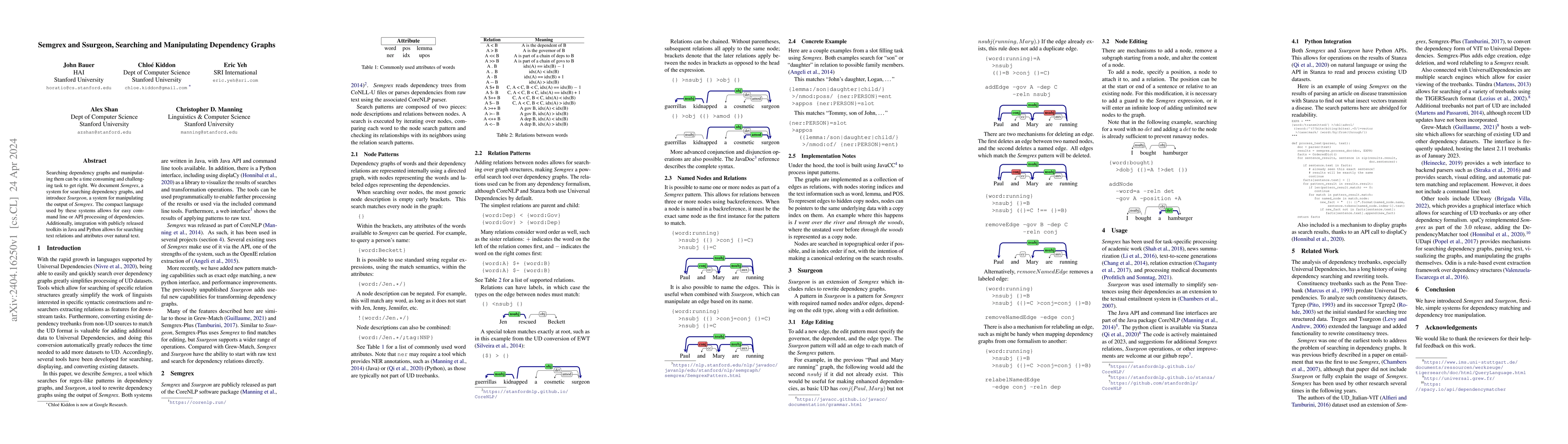 Thumbnail for Semgrex and Ssurgeon, Searching and Manipulating Dependency Graphs