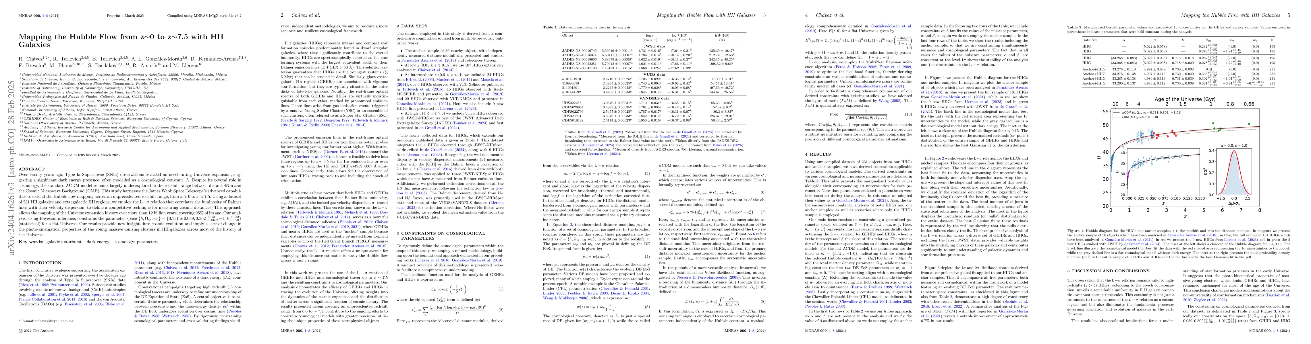 Thumbnail for Reconstructing Cosmic History: JWST-Extended Mapping of the Hubble Flow
  from z$ \sim $0 to z$ \sim$7.5 with HII Galaxies