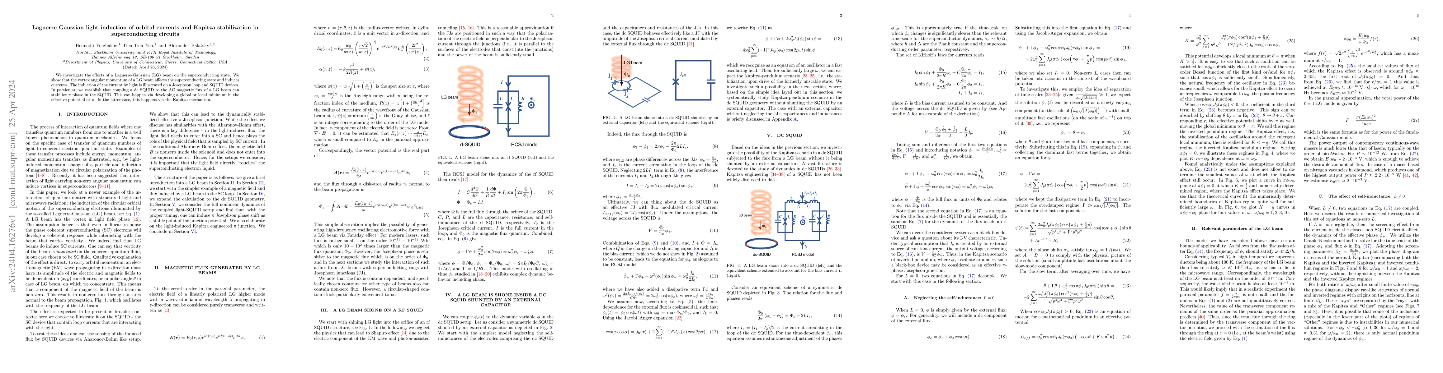 Thumbnail for Laguerre-Gaussian light induction of orbital currents and Kapitza
  stabilization in superconducting circuits
