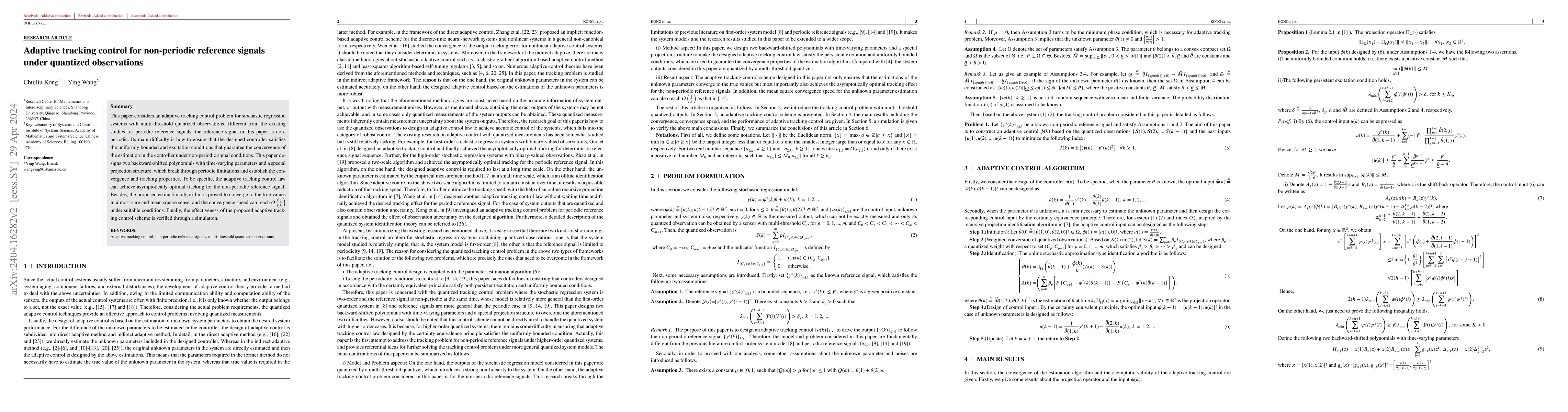 Thumbnail for Adaptive tracking control for non-periodic reference signals under
  quantized observations