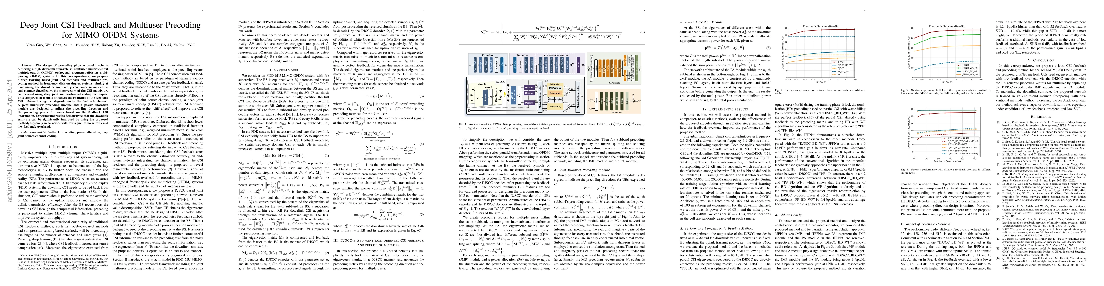 Thumbnail for Deep Joint CSI Feedback and Multiuser Precoding for MIMO OFDM Systems