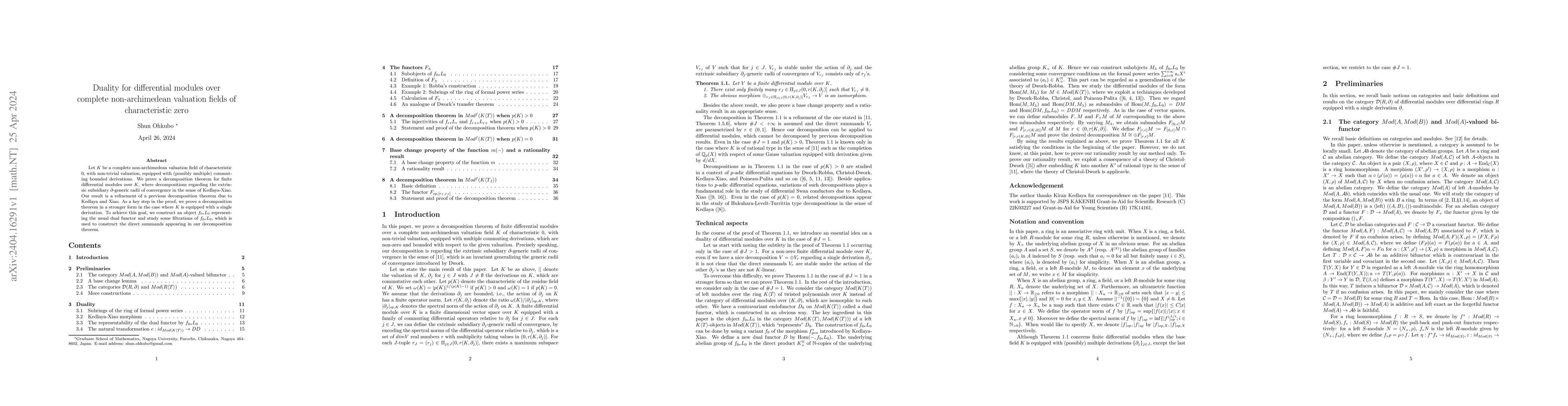 Thumbnail for Duality for differential modules over complete non-archimedean valuation
  field of characteristic zero