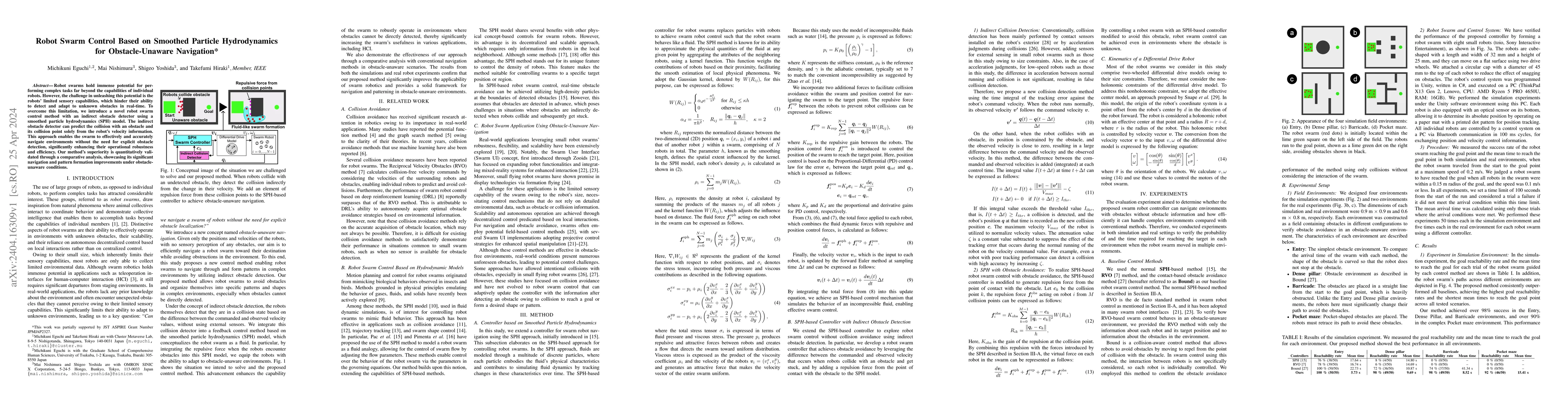 Thumbnail for Robot Swarm Control Based on Smoothed Particle Hydrodynamics for
  Obstacle-Unaware Navigation