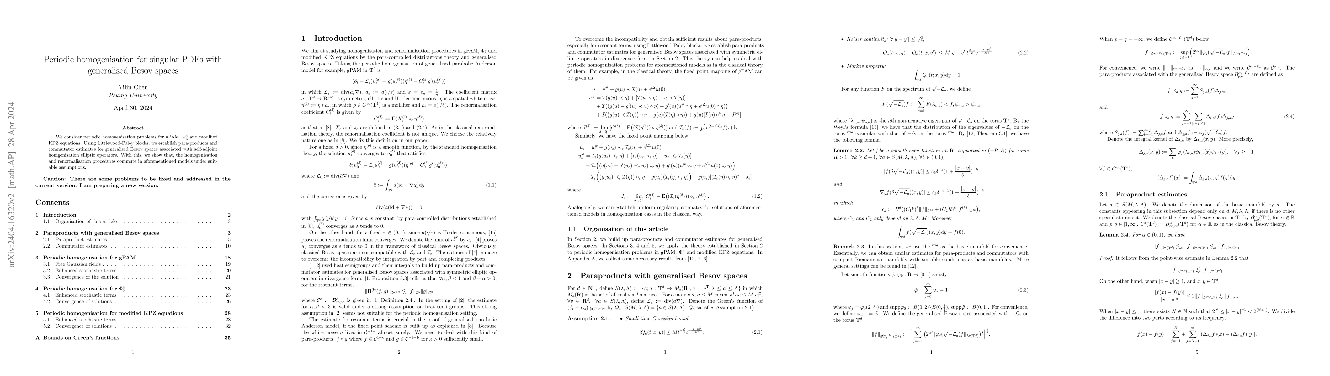 Thumbnail for Periodic homogenisation for singular PDEs with generalised Besov spaces