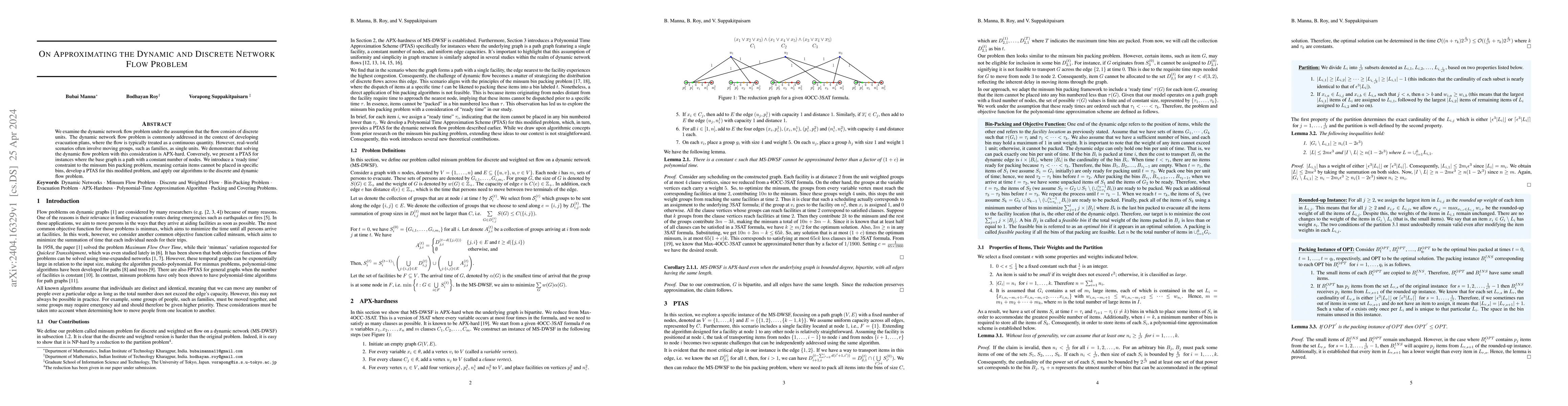 Thumbnail for On Approximating the Dynamic and Discrete Network Flow Problem