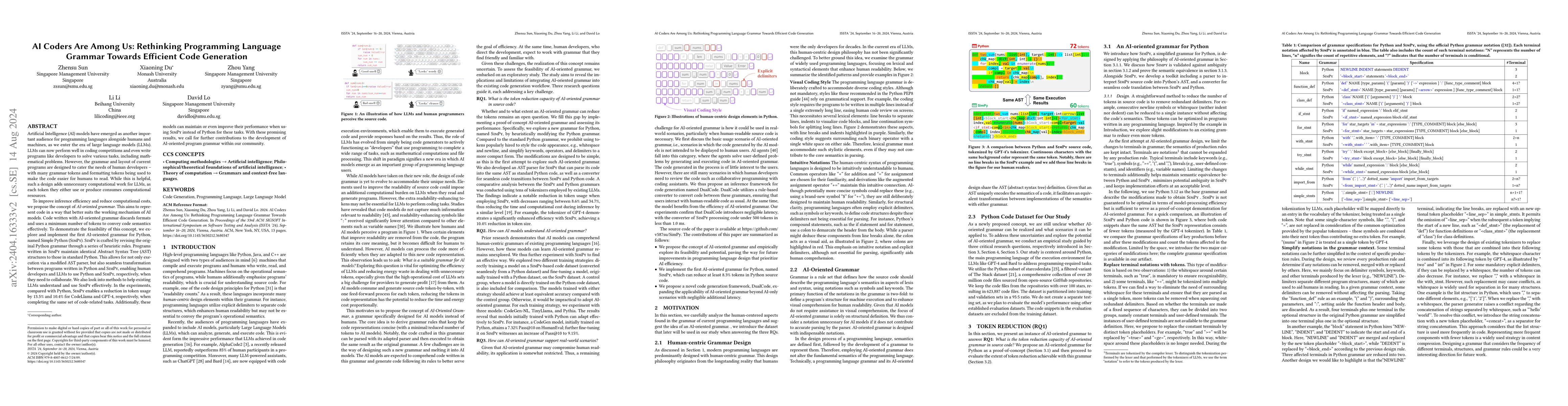 Thumbnail for AI Coders Are Among Us: Rethinking Programming Language Grammar Towards
  Efficient Code Generation