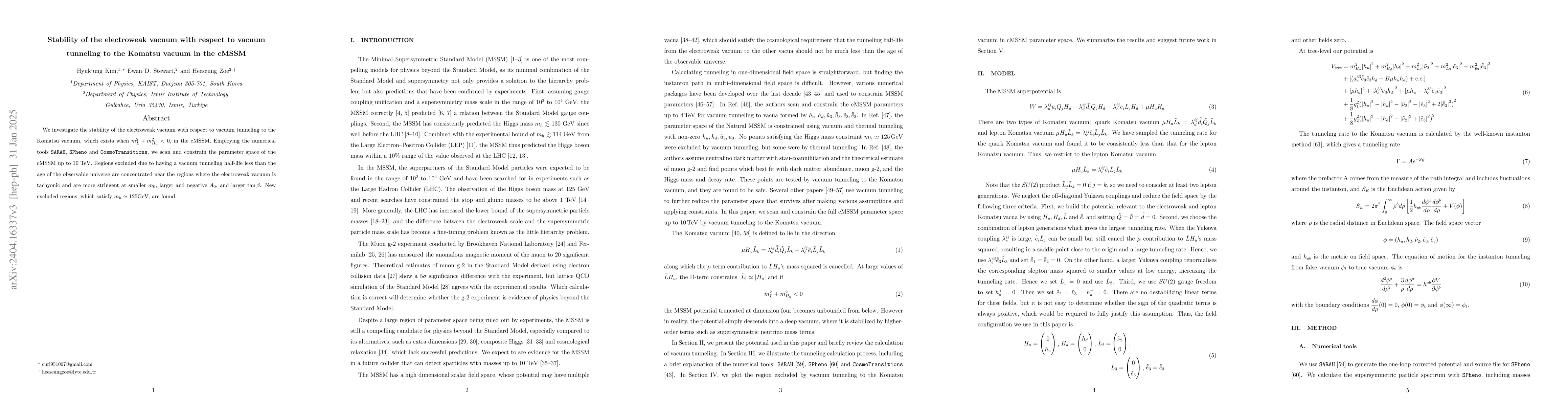 Thumbnail for Stability of the Standard Model vacuum with respect to vacuum tunneling
  to the Komatsu vacuum in the cMSSM