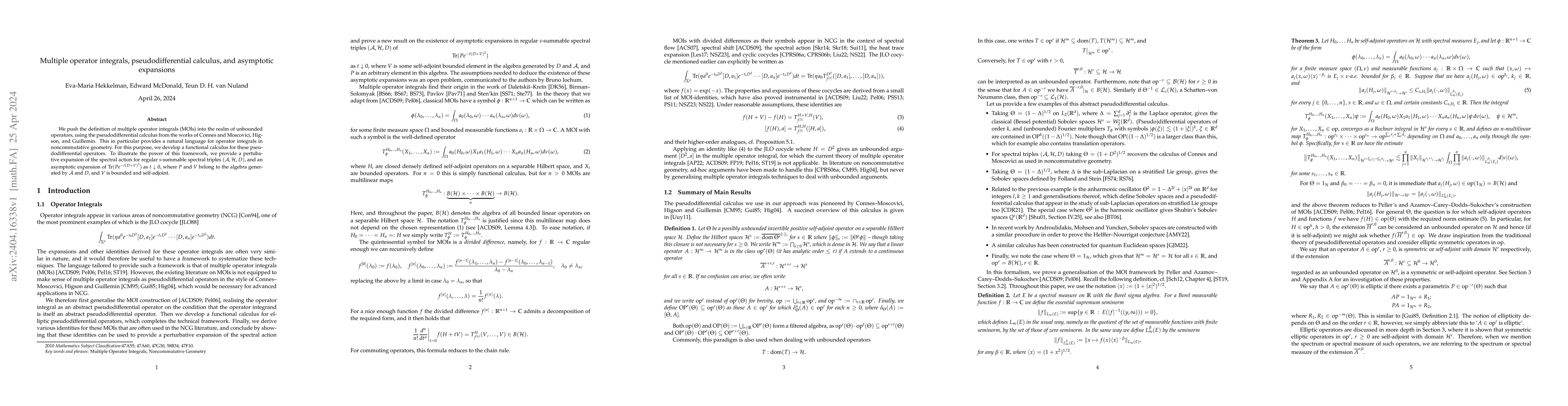 Thumbnail for Multiple operator integrals, pseudodifferential calculus, and asymptotic
  expansions