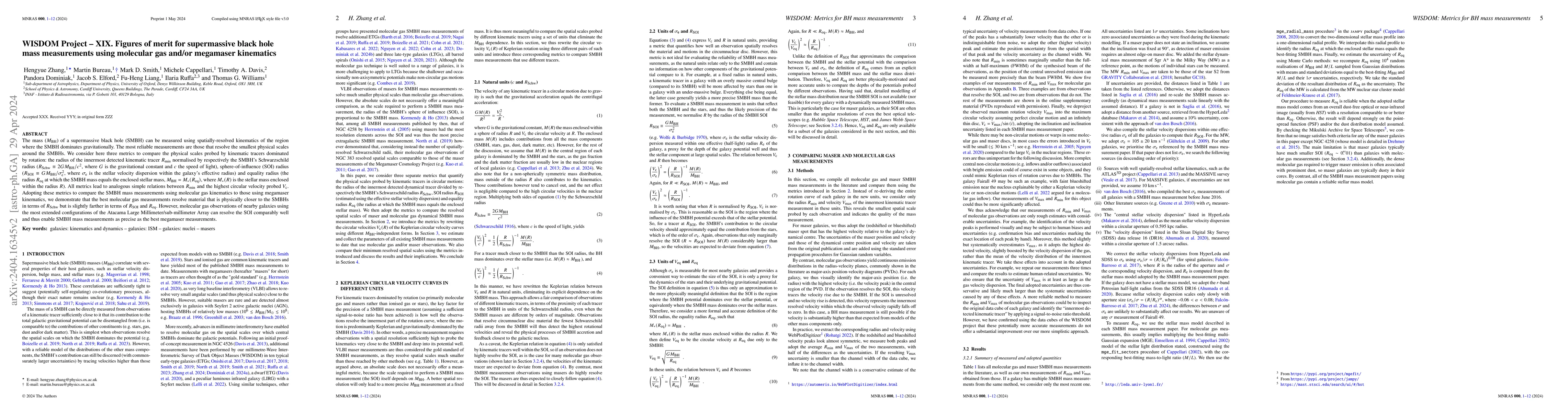 Thumbnail for WISDOM Project -- XIX. Figures of merit for supermassive black hole mass
  measurements using molecular gas and/or megamaser kinematics