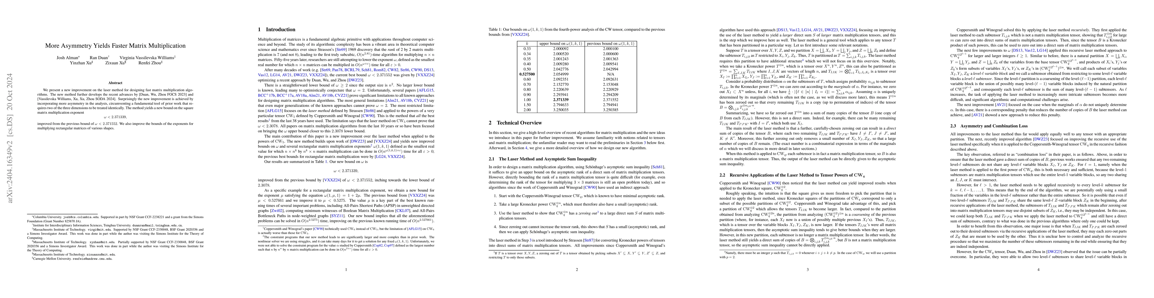 Thumbnail for More Asymmetry Yields Faster Matrix Multiplication