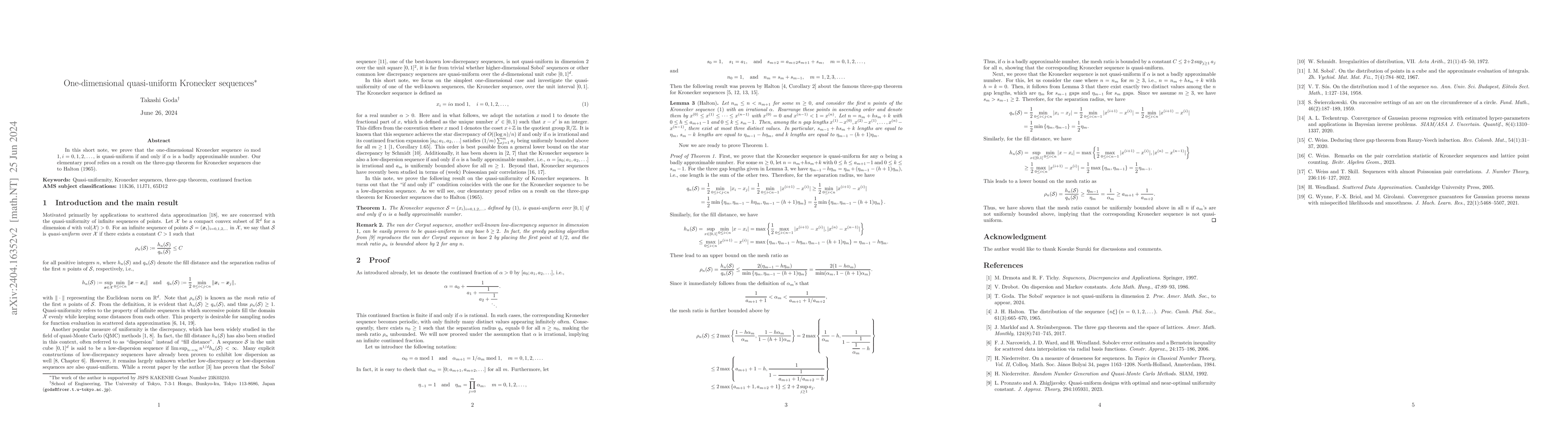 Thumbnail for One-dimensional quasi-uniform Kronecker sequences