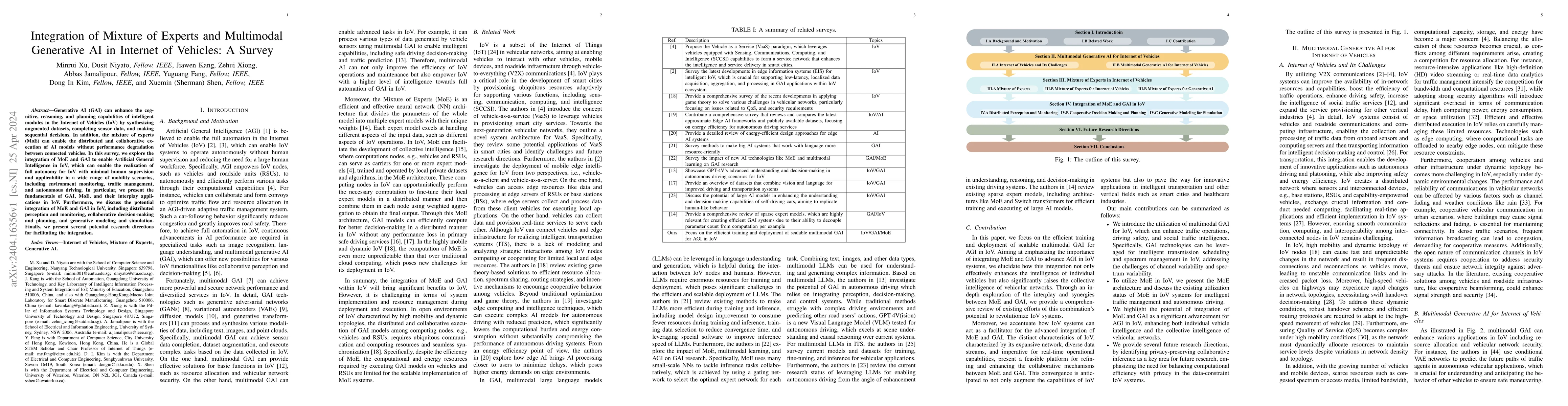 Thumbnail for Integration of Mixture of Experts and Multimodal Generative AI in
  Internet of Vehicles: A Survey