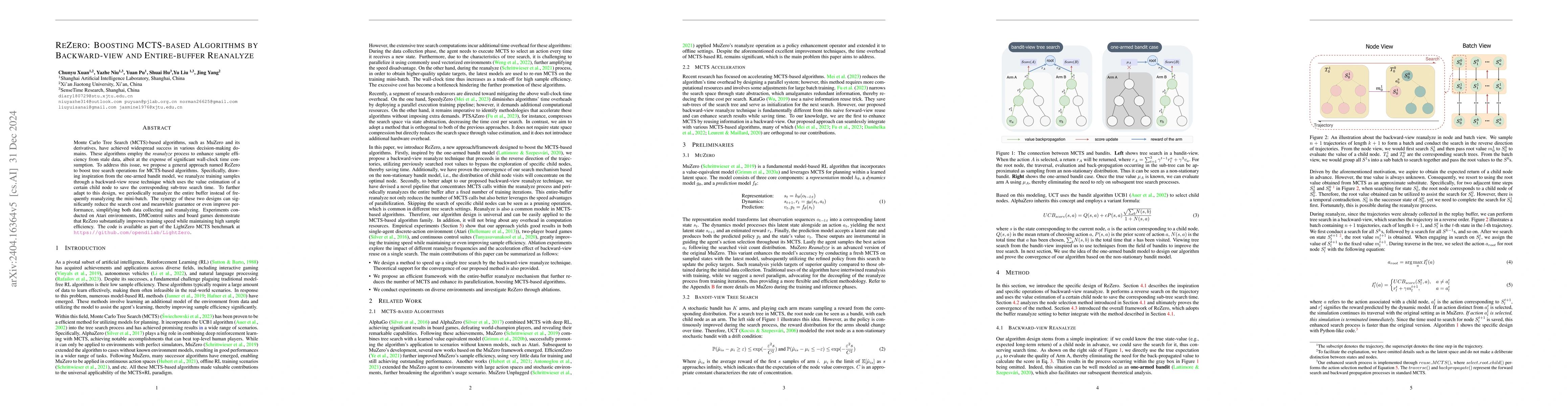 Thumbnail for ReZero: Boosting MCTS-based Algorithms by Backward-view and
  Entire-buffer Reanalyze