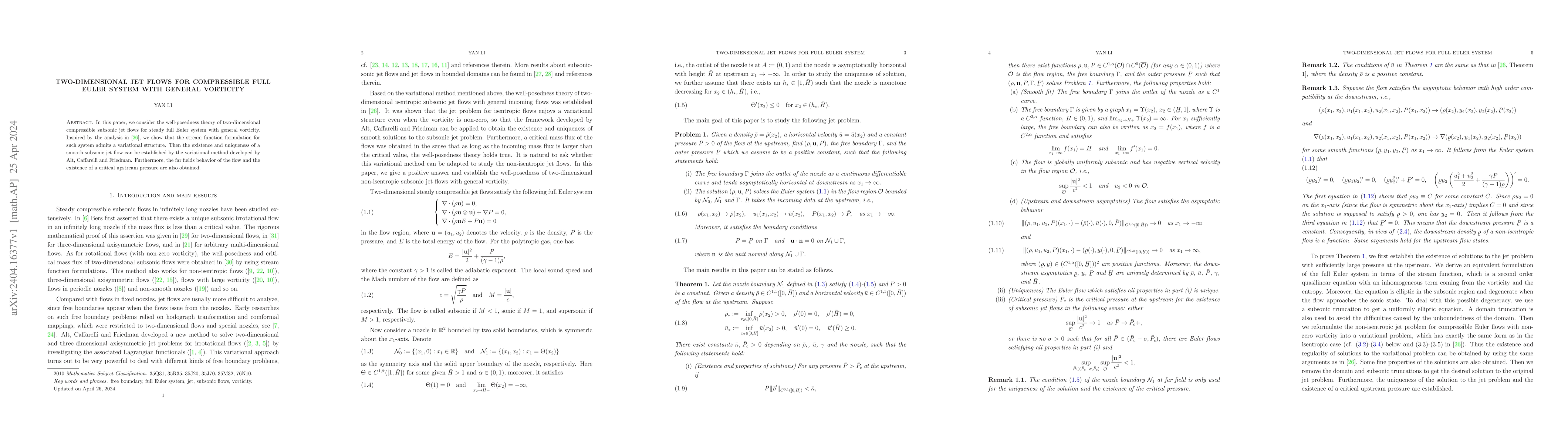 Thumbnail for Two-dimensional jet flows for compressible full Euler system with
  general vorticity