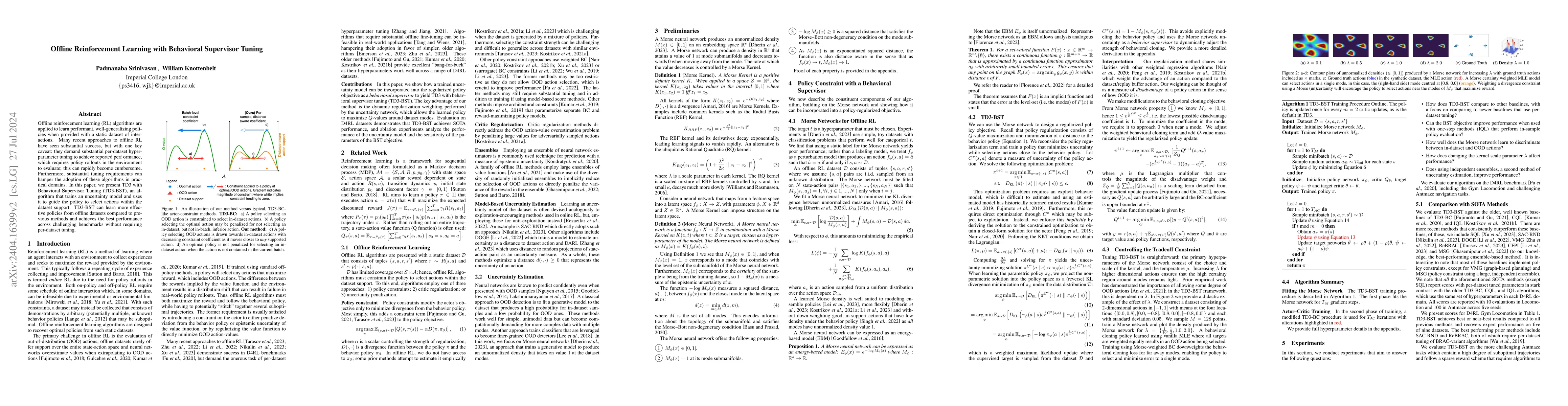 Thumbnail for Offline Reinforcement Learning with Behavioral Supervisor Tuning