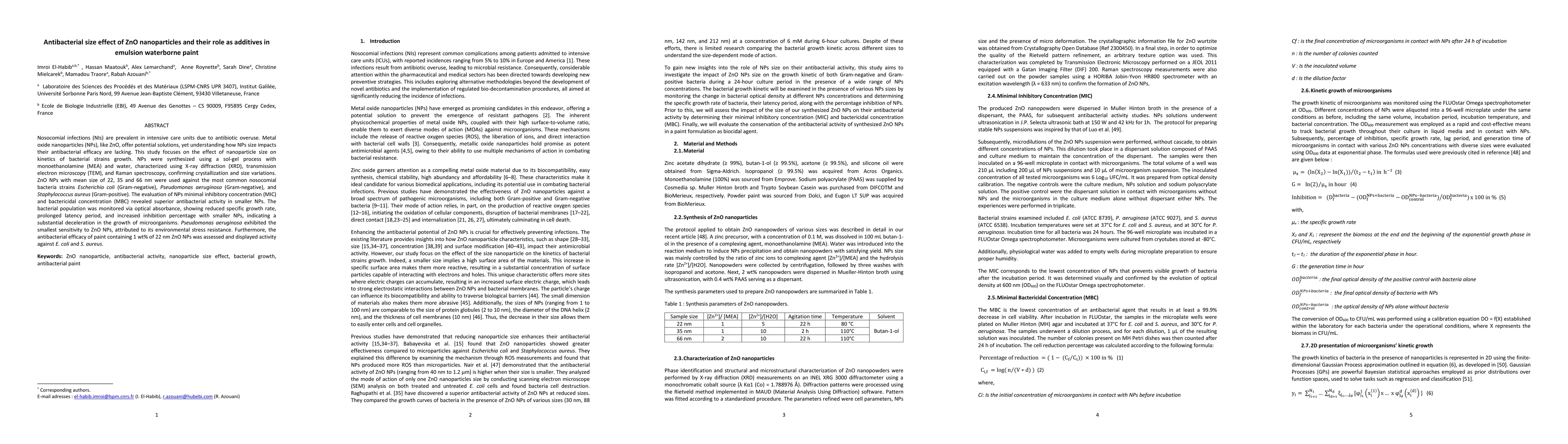Thumbnail for Antibacterial size effect of ZnO nanoparticles and their role as
  additives in emulsion waterborne paint
