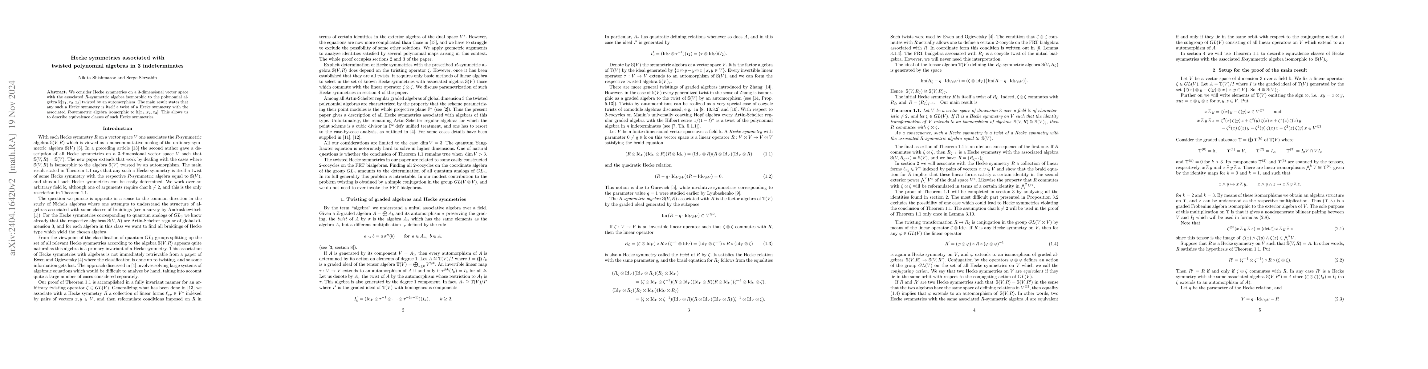 Thumbnail for Hecke symmetries associated with twisted polynomial algebras in 3
  indeterminates