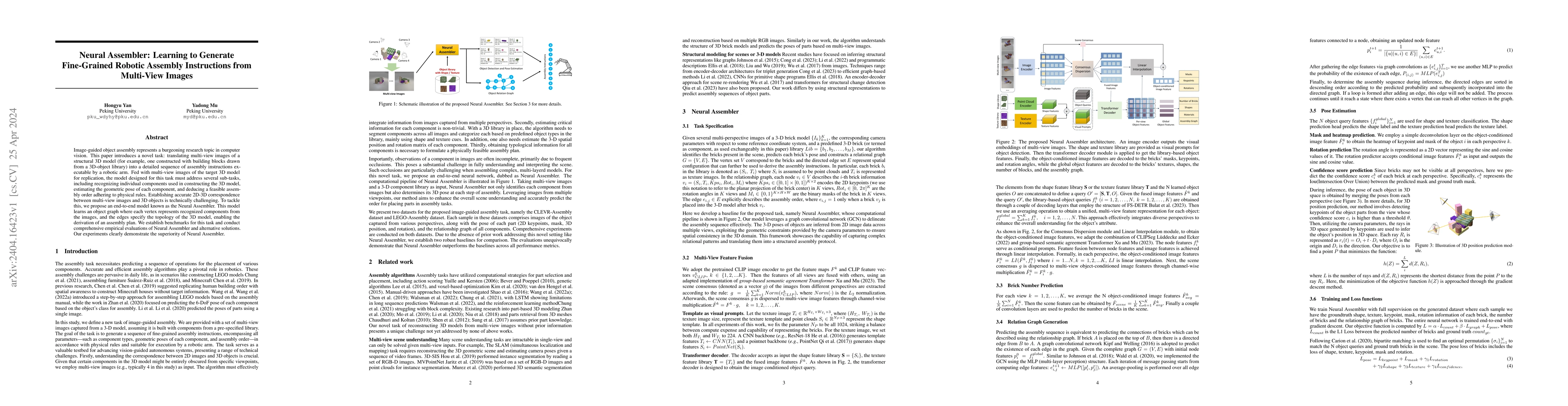 Thumbnail for Neural Assembler: Learning to Generate Fine-Grained Robotic Assembly
  Instructions from Multi-View Images
