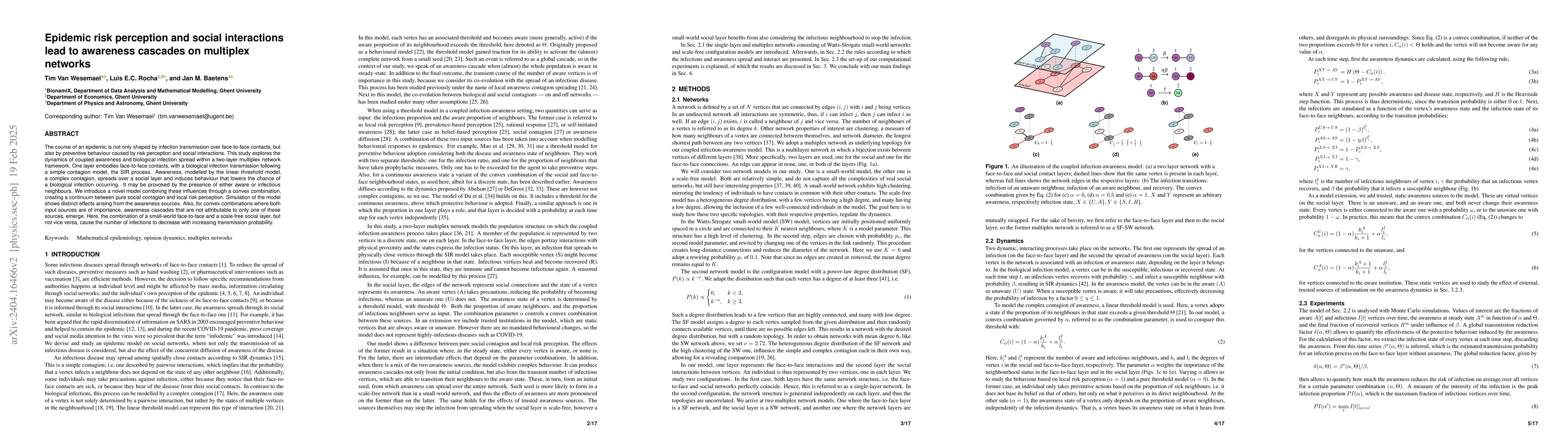 Thumbnail for Epidemic risk perception and social interactions lead to awareness
  cascades on multiplex networks