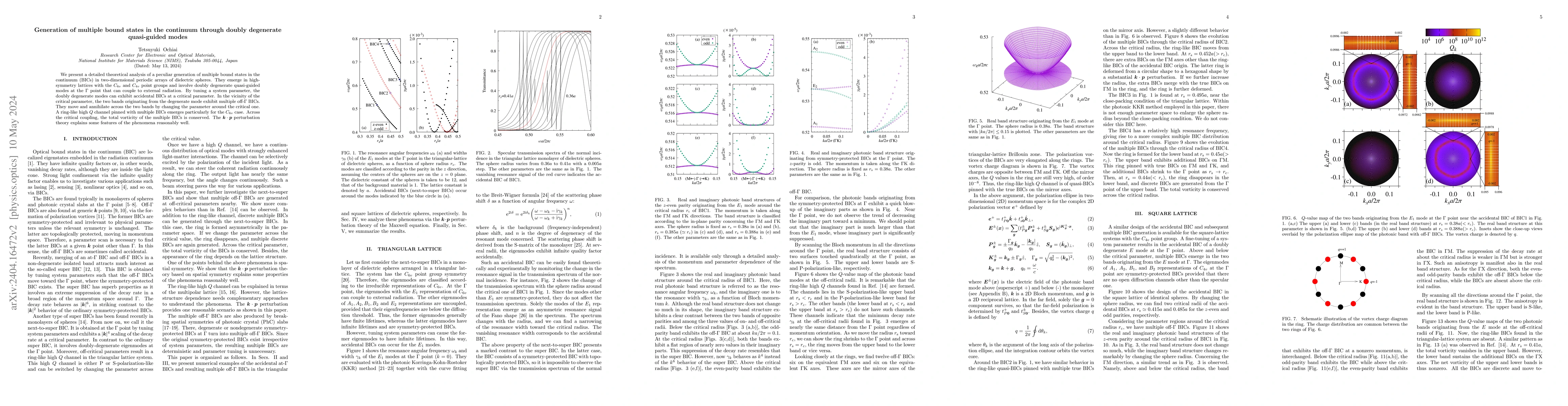 Thumbnail for Generation of multiple bound states in the continuum through doubly
  degenerate quasi-guided modes