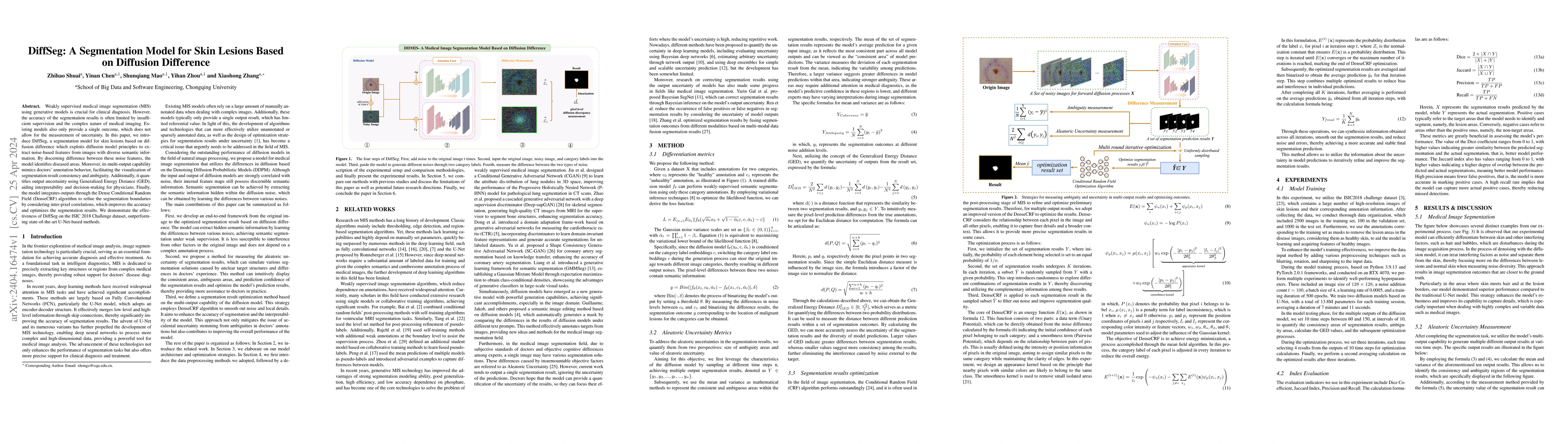 Thumbnail for DiffSeg: A Segmentation Model for Skin Lesions Based on Diffusion
  Difference