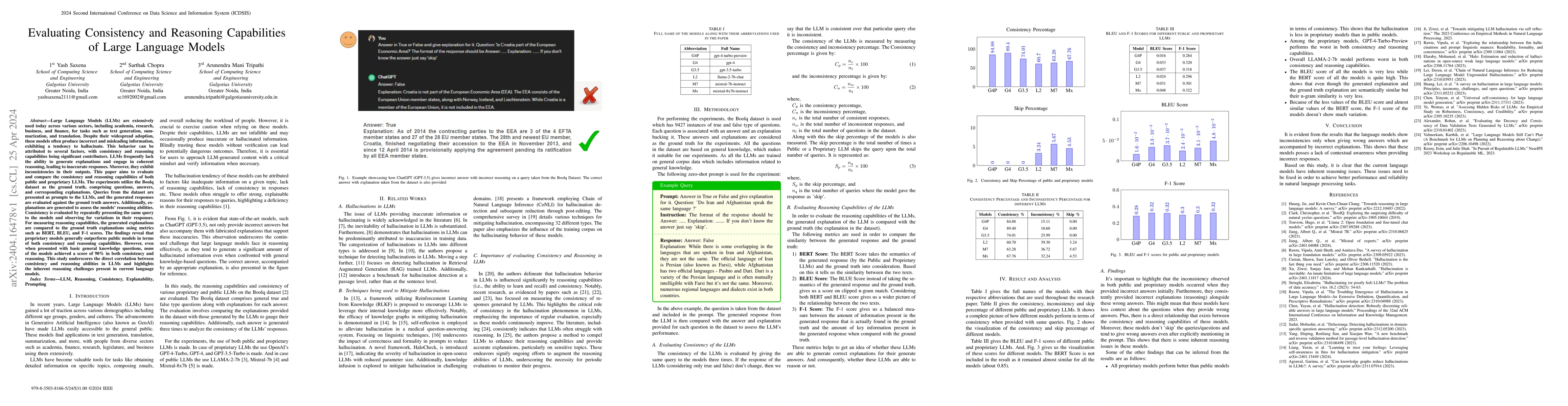 Thumbnail for Evaluating Consistency and Reasoning Capabilities of Large Language
  Models