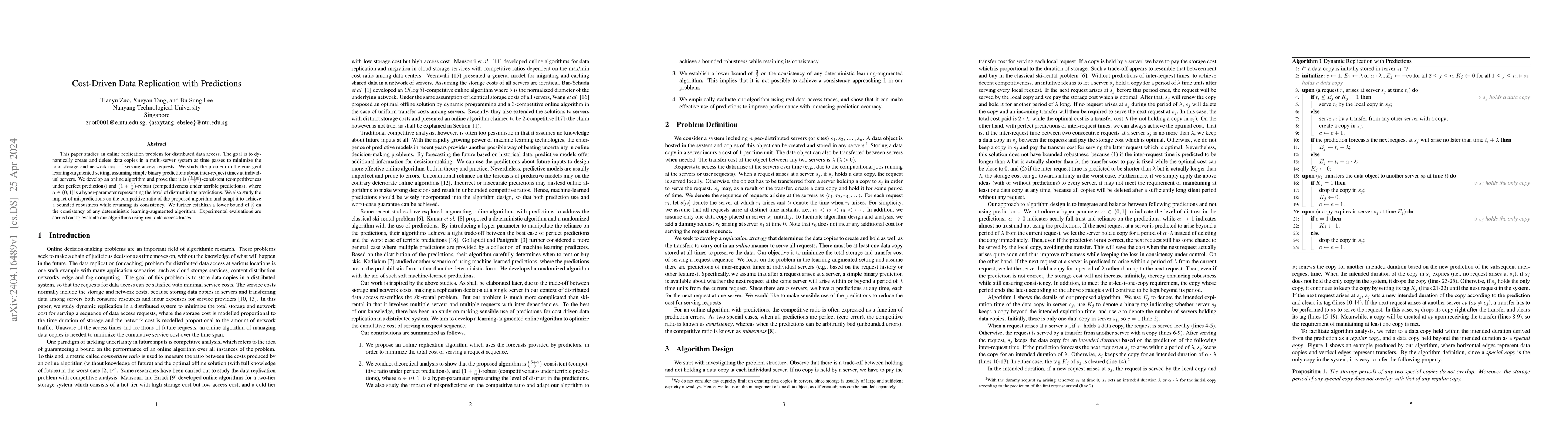 Thumbnail for Cost-Driven Data Replication with Predictions